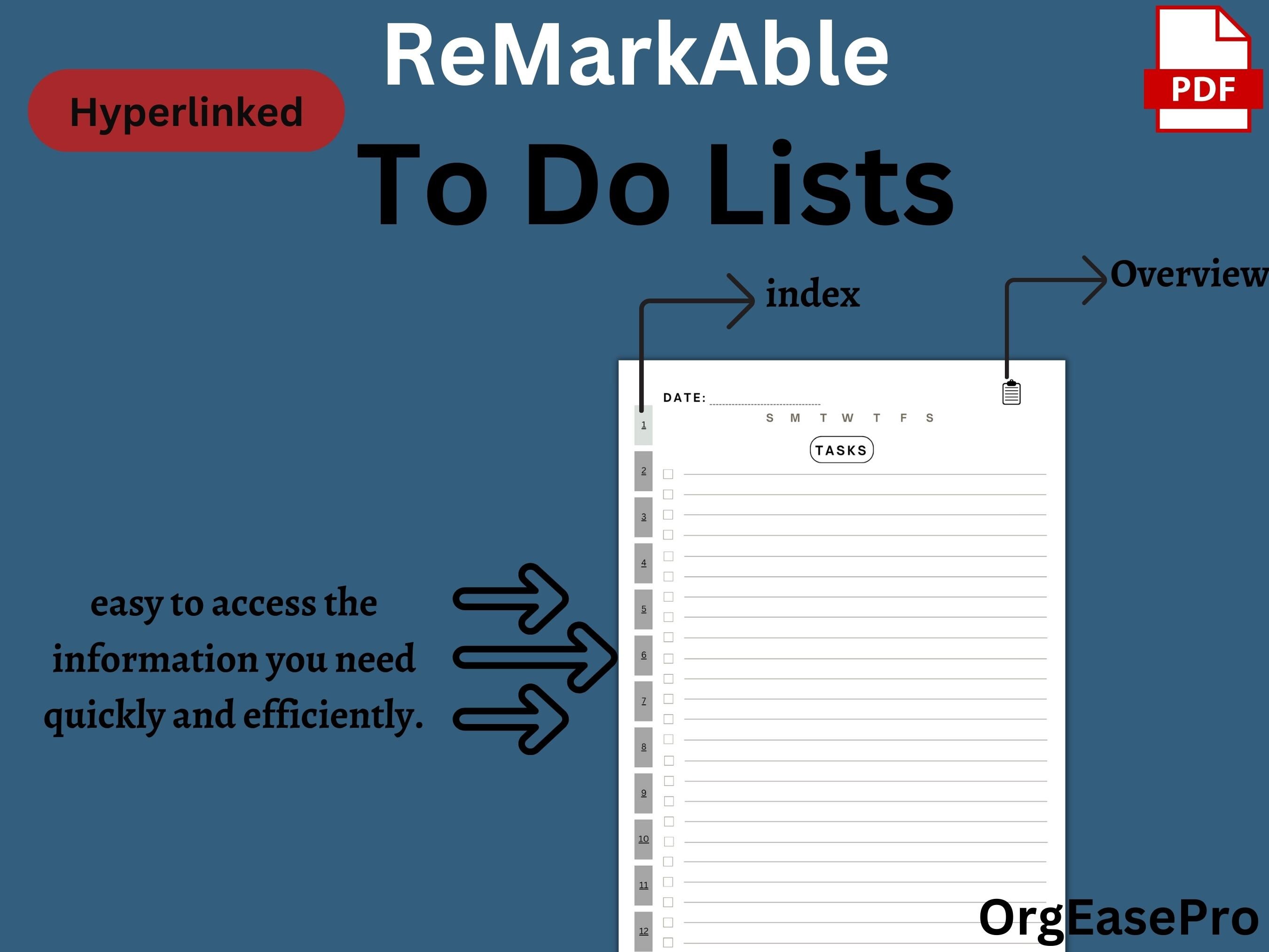 Remarkable 2 to Do Lists for Remarkable Templates Interactive Etsy UK