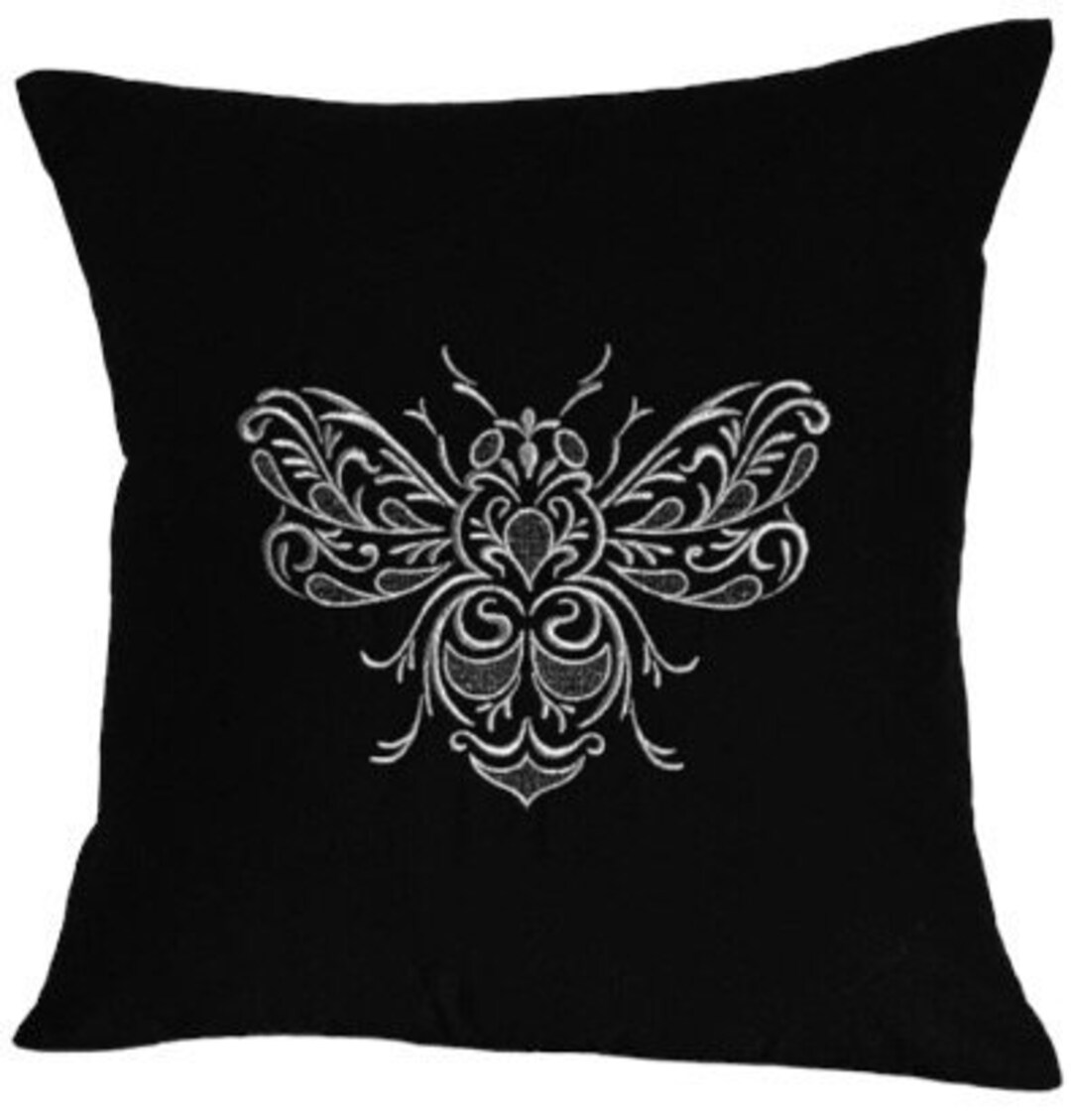 Silver Bee Embroidered Cushion Cover BLACK 12 Etsy