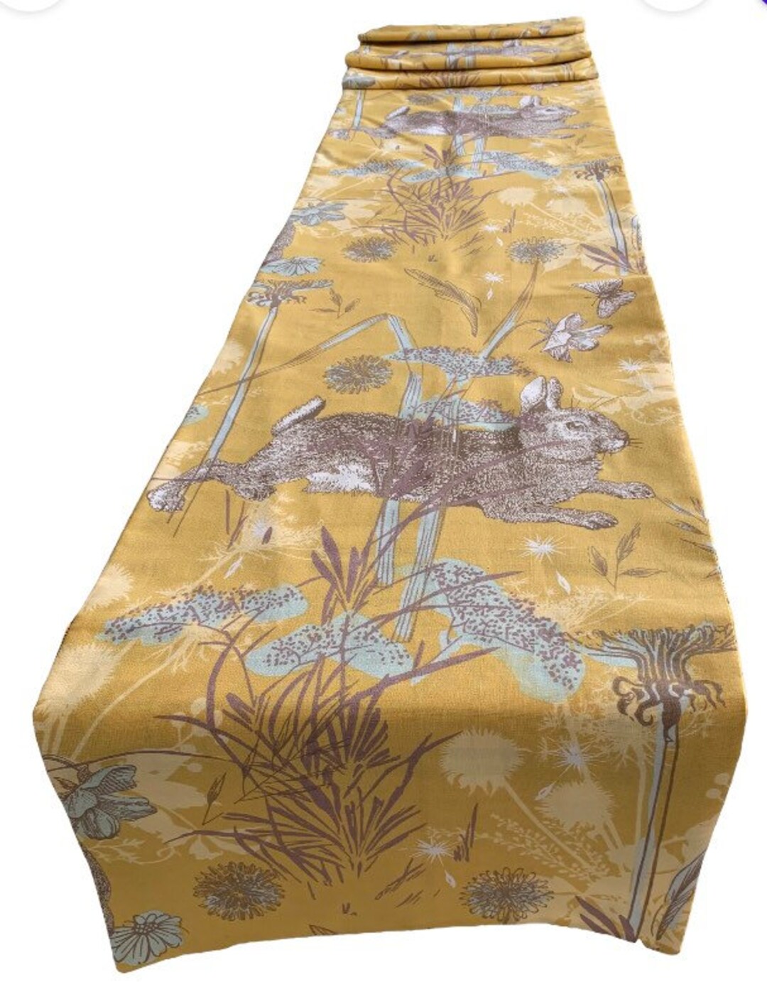 Hare Rabbit Print Table Runner, Handcrafted Cotton - Etsy