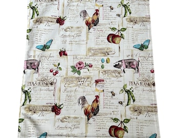 Cookbook & Animal, Print, Cotton, Tea Towel, Dish Towel, Gift Idea