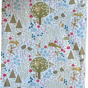Woodland Print, Natural Cotton, Tea Towel, Dish Towel, Gift Idea