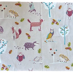 Woodland Animal Print Tea Towel: Natural Cotton Dish Towel