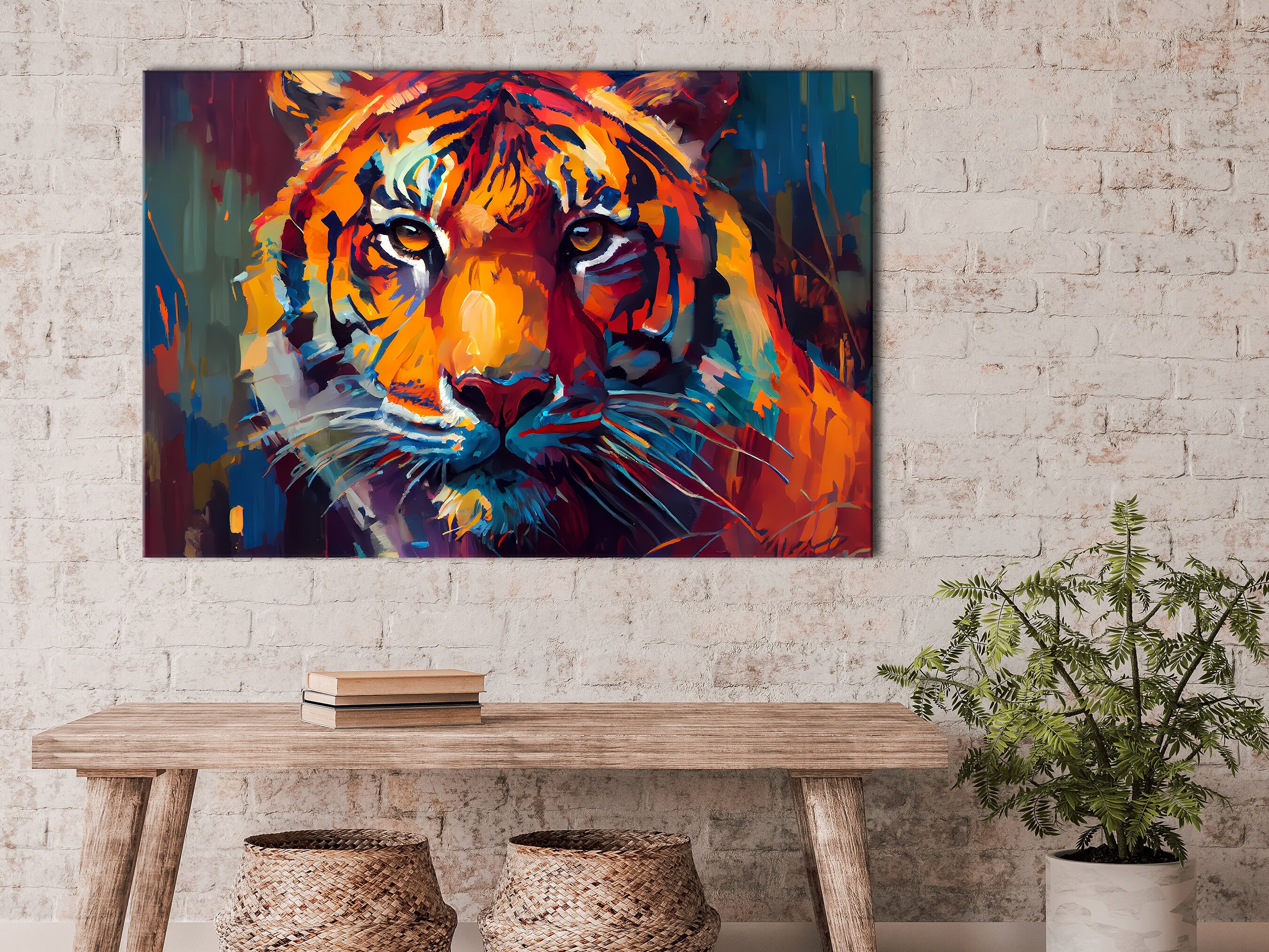 Tiger Painting Canvas Wall Art Print Colorful and Vibrant - Etsy