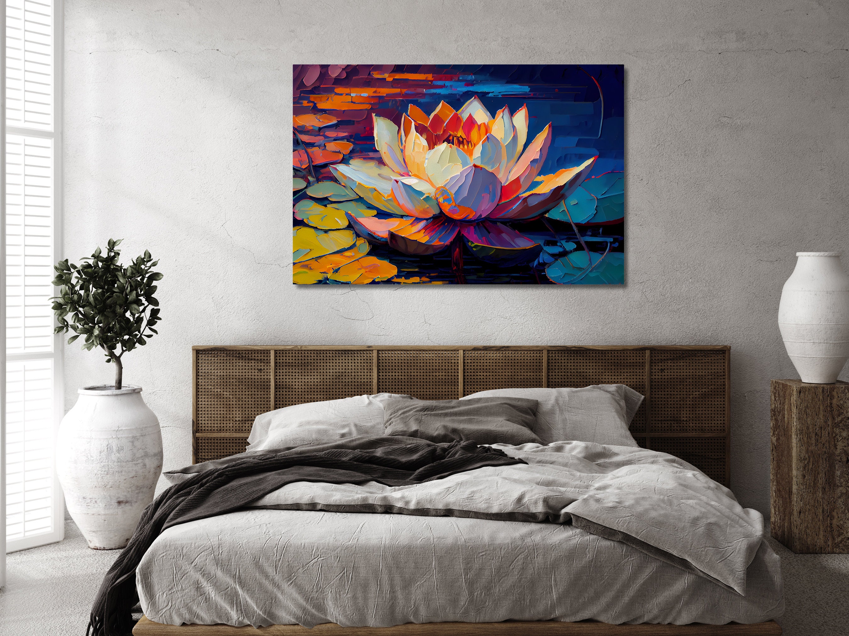 Lotus Flower Painting, Canvas Print Wall Art, Lotus Flower Canvas Print