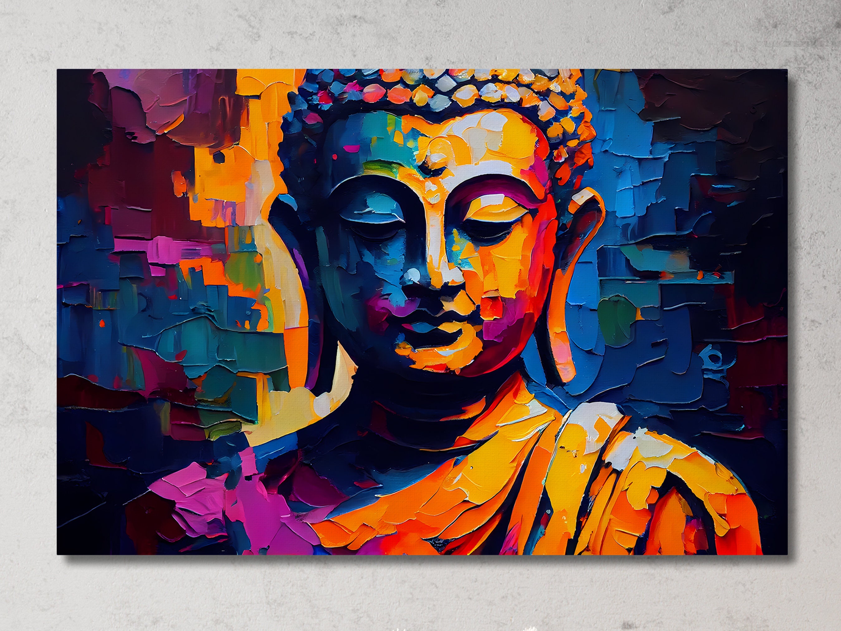 Large Buddha Canvas Painting – Yoga Mandala Shop