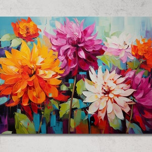 Dahlia Painting, Dahlia Flower, Dahlia Artwork, Canvas Wall