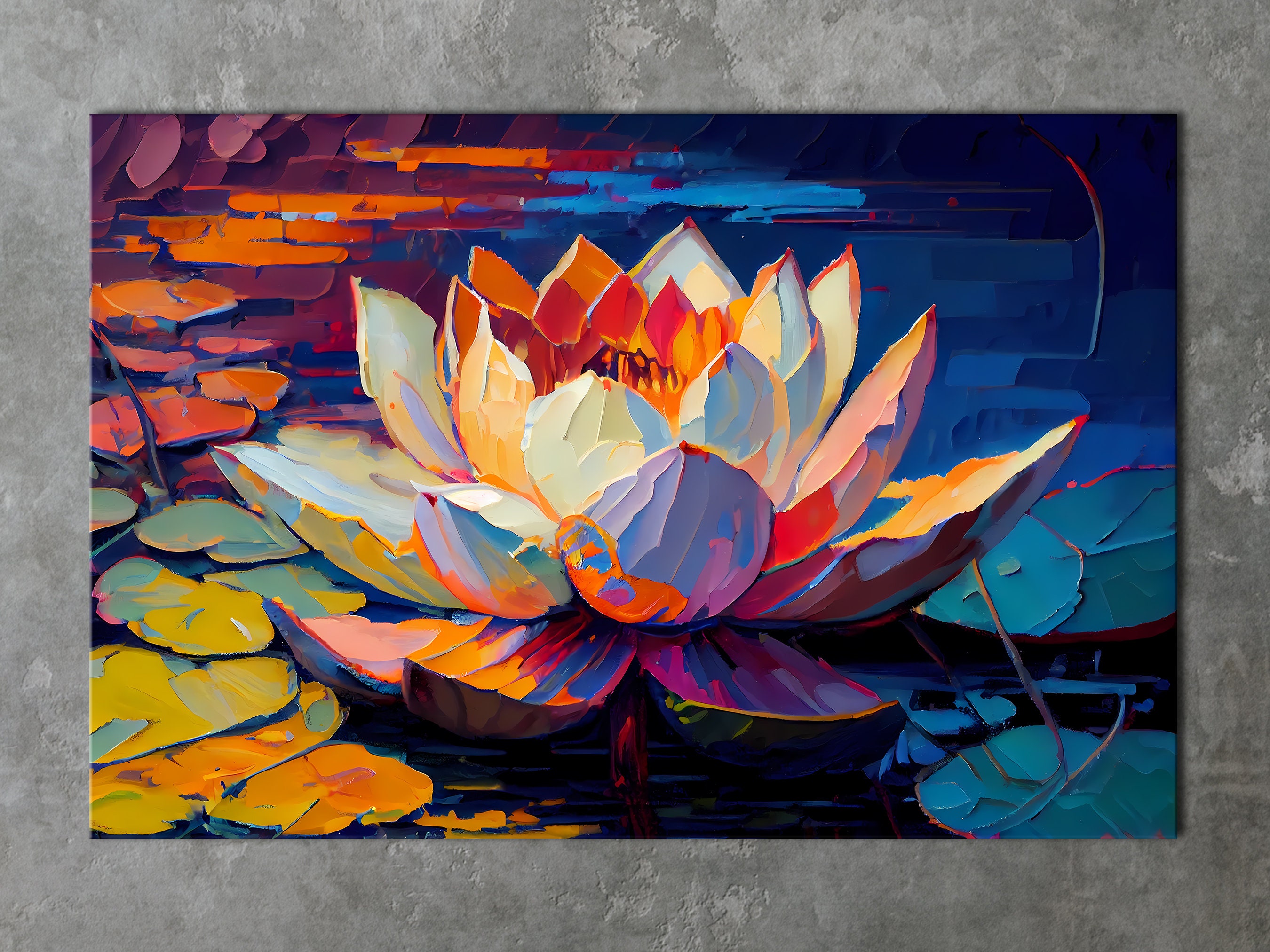 Lotus Flower Painting Canvas Print Wall Art Lotus Flower Canvas Print 