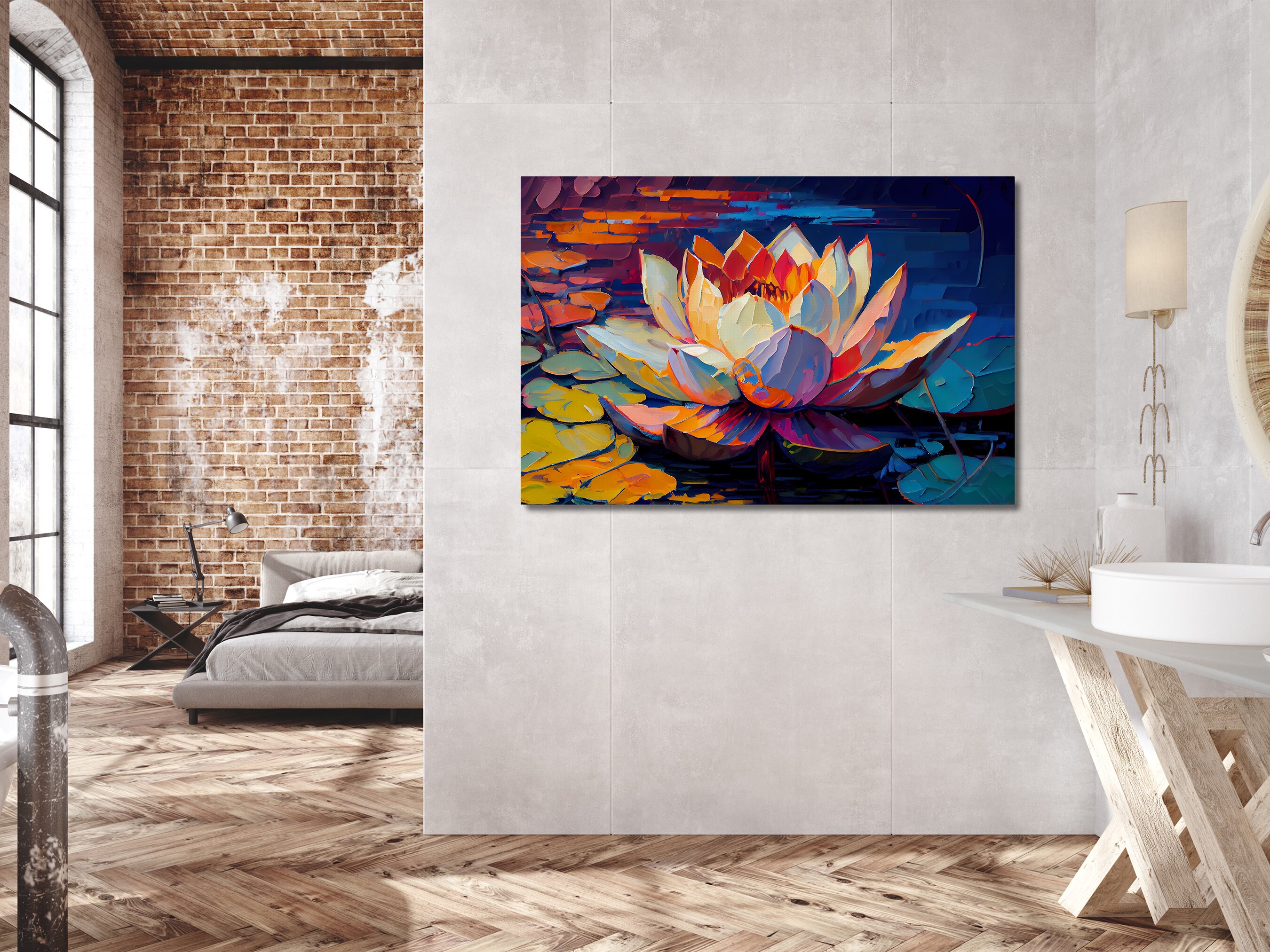 Lotus Flower Painting, Canvas Print Wall Art, Lotus Flower Canvas Print ...