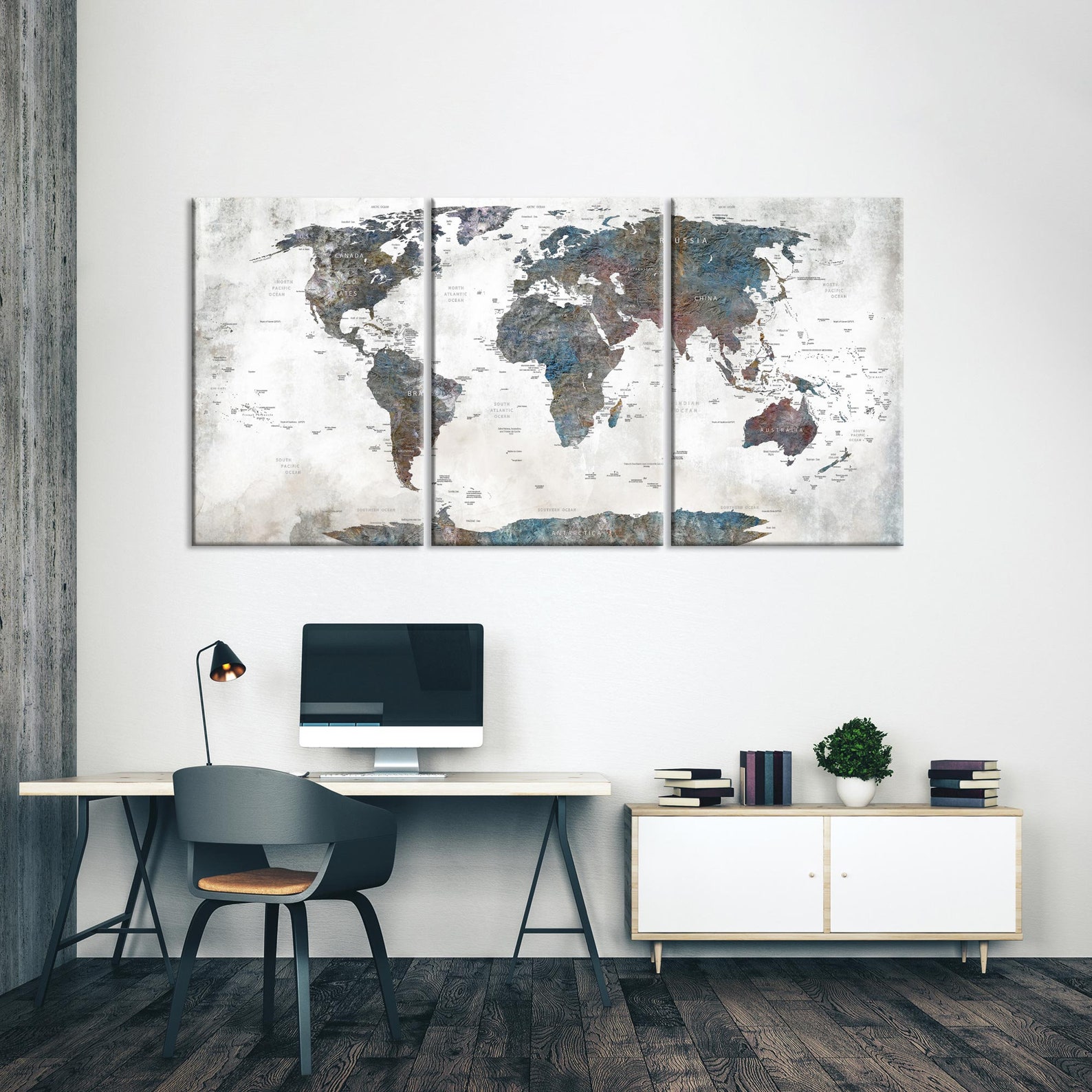 Large Canvas World Map Colorful Canvas World Map Wall Art Push Pin ...