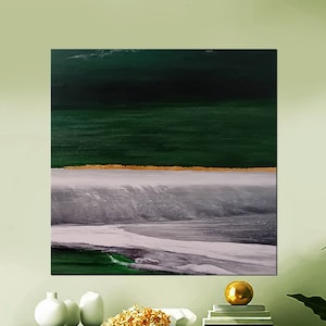 Large original abstract green seascape large green landscape painting green abstract art green wall art green abstract minimalist wall art.