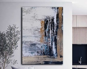 Large original minimalist textured painting Original Abstract Canvas Paintings Creative Expressionist Artwork Black White Fashion Painting