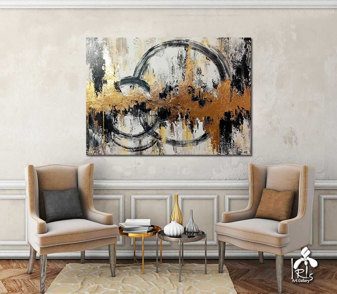 Extra Large Wall Art Abstract Gold Leaf Painting Abstract Acrylic ...