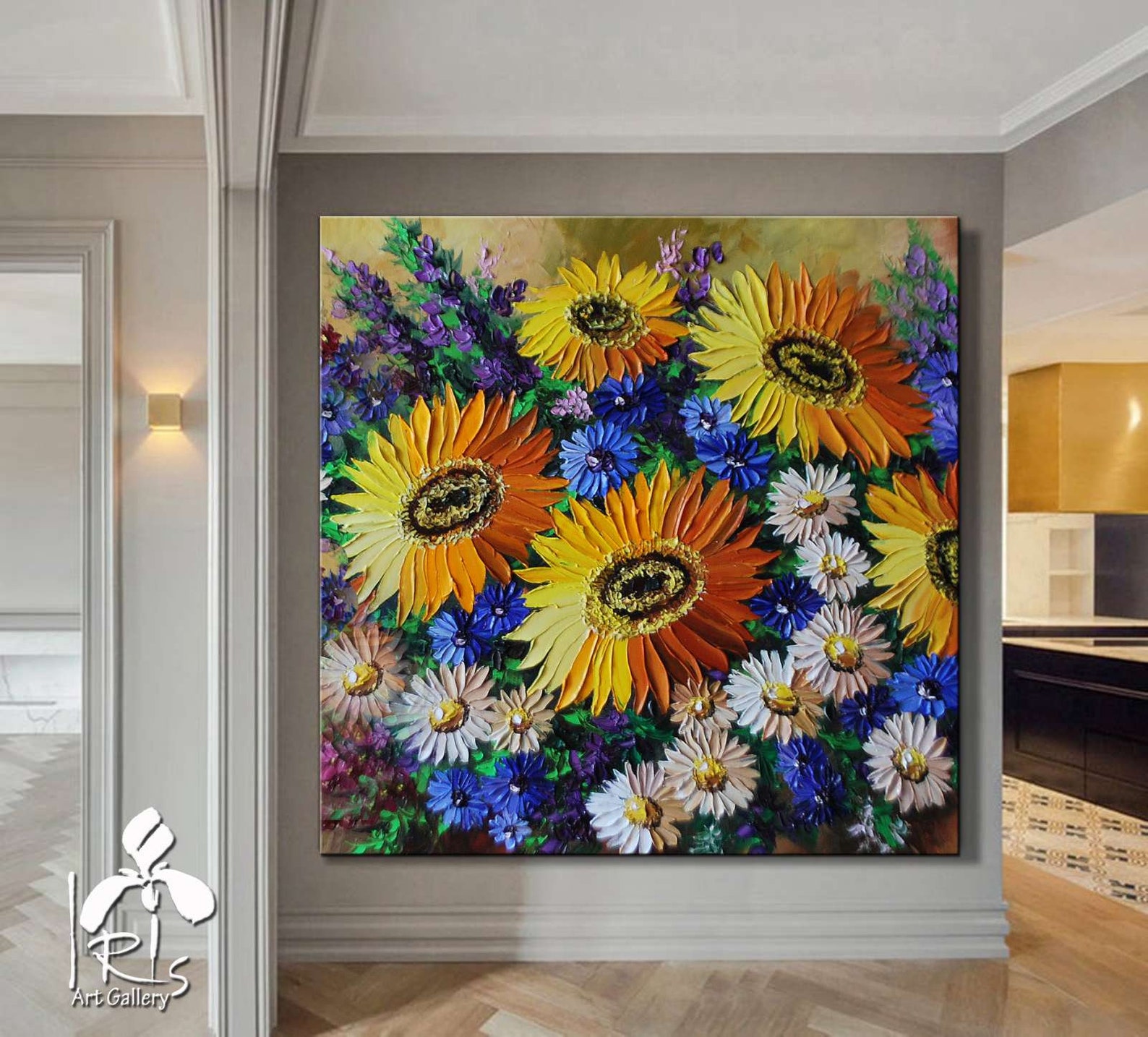 Sunflower Bouquet Impasto Painting, Textured Floral Oil Painting - Etsy