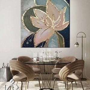 Large Original Lotus Painting Abstract Flower Painting Oil Painting on ...