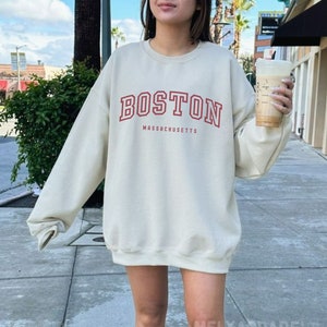 Boston University Sweatshirt Massachusetts College Sweater Football Game Day Pullover Gift for Boston City Student Sport Crewneck