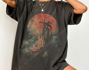 Medieval Shirt Dragon Graphic Tee Dark Fantasy Tshirt Gothic Clothing Comfort Color