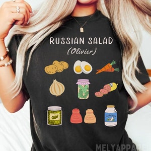 Russian salad recipe shirt Funny russian tshirt Gift for russian wife, mom or girlfriend Traditional souvenir Food lover t-shirt Russia tee