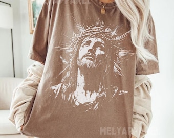 Jesus Shirt Christian Streetwear Religious Gift for Him or Her Comfort Colors Crewneck Catholic Graphic Tee Faith Tshirt Easter Apparel