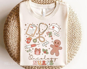 Oncology Nurse Christmas Shirt Onc RN Xmas Tshirt Registered Nurse Holiday Squad Tee Nursing School Crewneck Gift for Oncology Crew