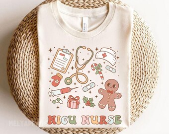 NICU Christmas Shirt Gift for Neonatal Intensive Care Unit Nurse Xmas RN Tshirt Winter Holidays Neonatal Crew T-shirt Med Student Tee