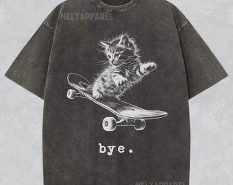 Cat Shirt Retro Graphic Tee Sarcastic Gift for Him Unisex Comfort Colors Crewneck Silly Tshirt Funny Meme T-shirt Weird Unhinged Clothes