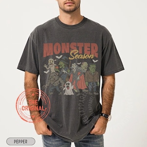 Monsters Shirt Retro Halloween Tshirt Horror Movie Vintage Graphic Vampire Comfort Colors Tee Spooky Season Gift for Him or Her Ghost Party image 2