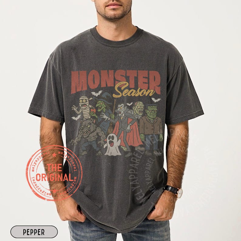 Monsters Shirt Retro Halloween Tshirt Horror Movie Vintage Graphic Vampire Comfort Colors Tee Spooky Season Gift for Him or Her Ghost Party image 2
