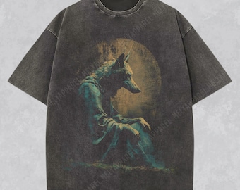 Wolf Shirt Werewolf Tshirt Retro Graphic Tee Dark Fantasy Clothes Halloween Gift Comfort Colors