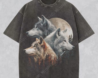 Wolf Shirt Werewolf Tshirt Retro Graphic Tee Dark Fantasy Clothes Halloween Gift Comfort Colors