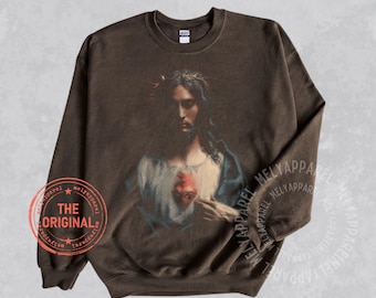 Jesus Sweatshirt Vintage Christian Retro Graphic Crewneck Religious Streetwear Top Baptism Gift Faith Church Clothing
