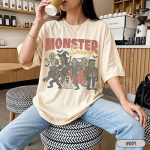 Monsters Shirt Retro Halloween Tshirt Horror Movie Vintage Graphic Vampire Comfort Colors Tee Spooky Season Gift for Him or Her Ghost Party image 5
