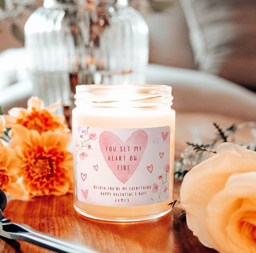 Custom Valentines Day Candle Gift for Her Personalised Your Text Soy Wax Candle for Girlfriend