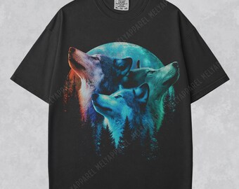 Wolf Shirt Werewolf Tshirt Retro Graphic Tee Dark Fantasy Clothes Halloween Gift Comfort Colors