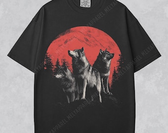 Wolf Shirt Werewolf Tshirt Retro Graphic Tee Dark Fantasy Clothes Halloween Gift Comfort Colors