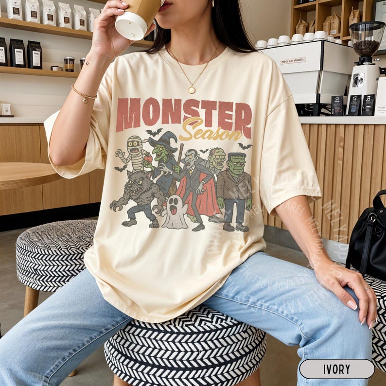 Monsters Shirt Retro Halloween Tshirt Horror Movie Vintage Graphic Vampire Comfort Colors Tee Spooky Season Gift for Him or Her Ghost Party image 6