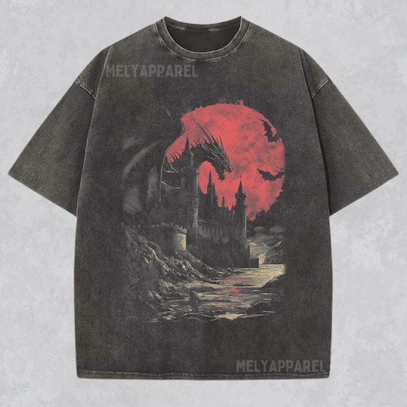 Dragon Shirt Medieval Graphic Tee Comfort Color Gift for Him or Her Dark Fantasy Tshirt Gothic Clothing Grunge Wear Bookish T-shirt