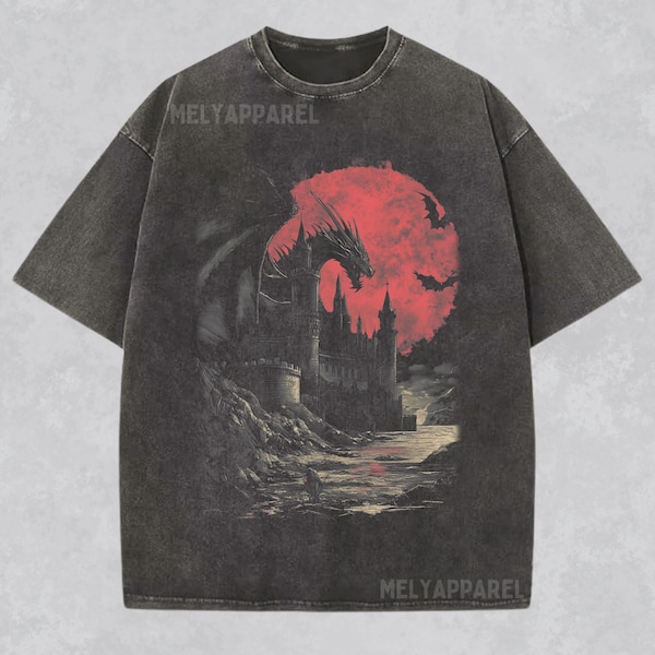 Dragon Shirt Medieval Graphic Tee Comfort Color Gift for Him or Her Dark Fantasy Tshirt Gothic Clothing Grunge Wear Bookish T-shirt