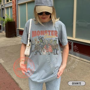 Monsters Shirt Retro Halloween Tshirt Horror Movie Vintage Graphic Vampire Comfort Colors Tee Spooky Season Gift for Him or Her Ghost Party image 4