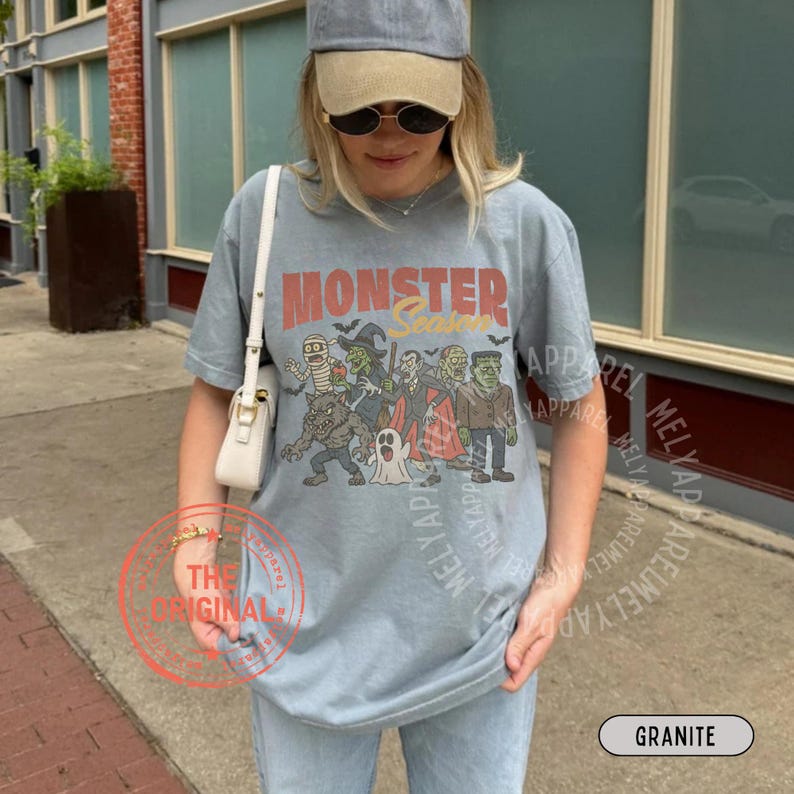 Monsters Shirt Retro Halloween Tshirt Horror Movie Vintage Graphic Vampire Comfort Colors Tee Spooky Season Gift for Him or Her Ghost Party image 4