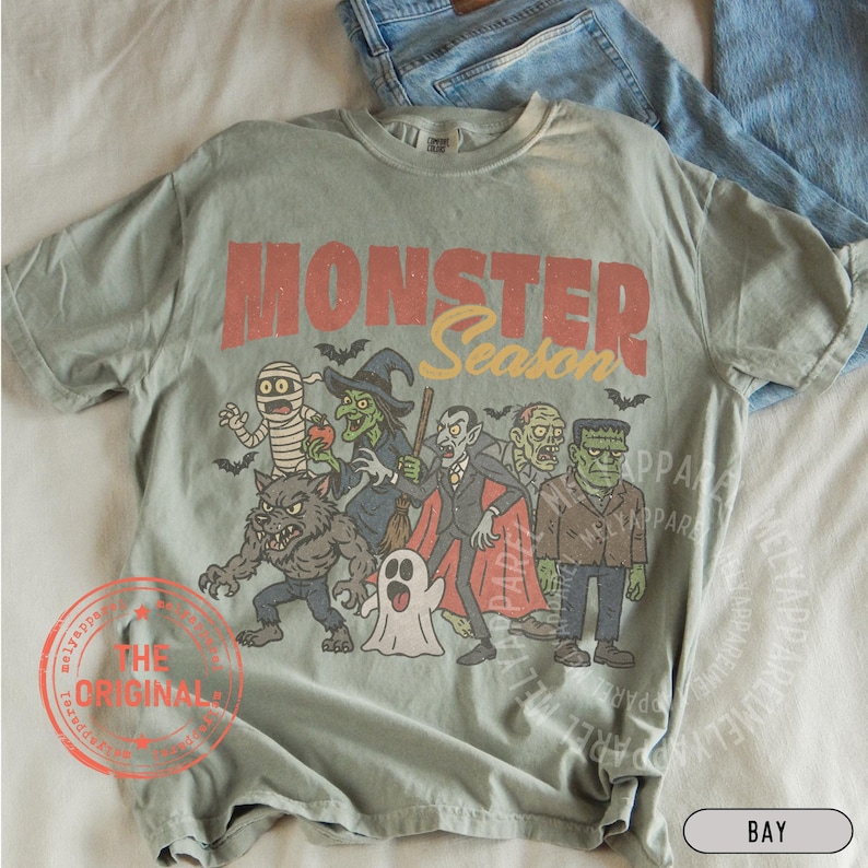 Monsters Shirt Retro Halloween Tshirt Horror Movie Vintage Graphic Vampire Comfort Colors Tee Spooky Season Gift for Him or Her Ghost Party image 3