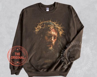 Jesus Sweatshirt Vintage Christian Retro Graphic Crewneck Religious Streetwear Top Baptism Gift Faith Church Clothing
