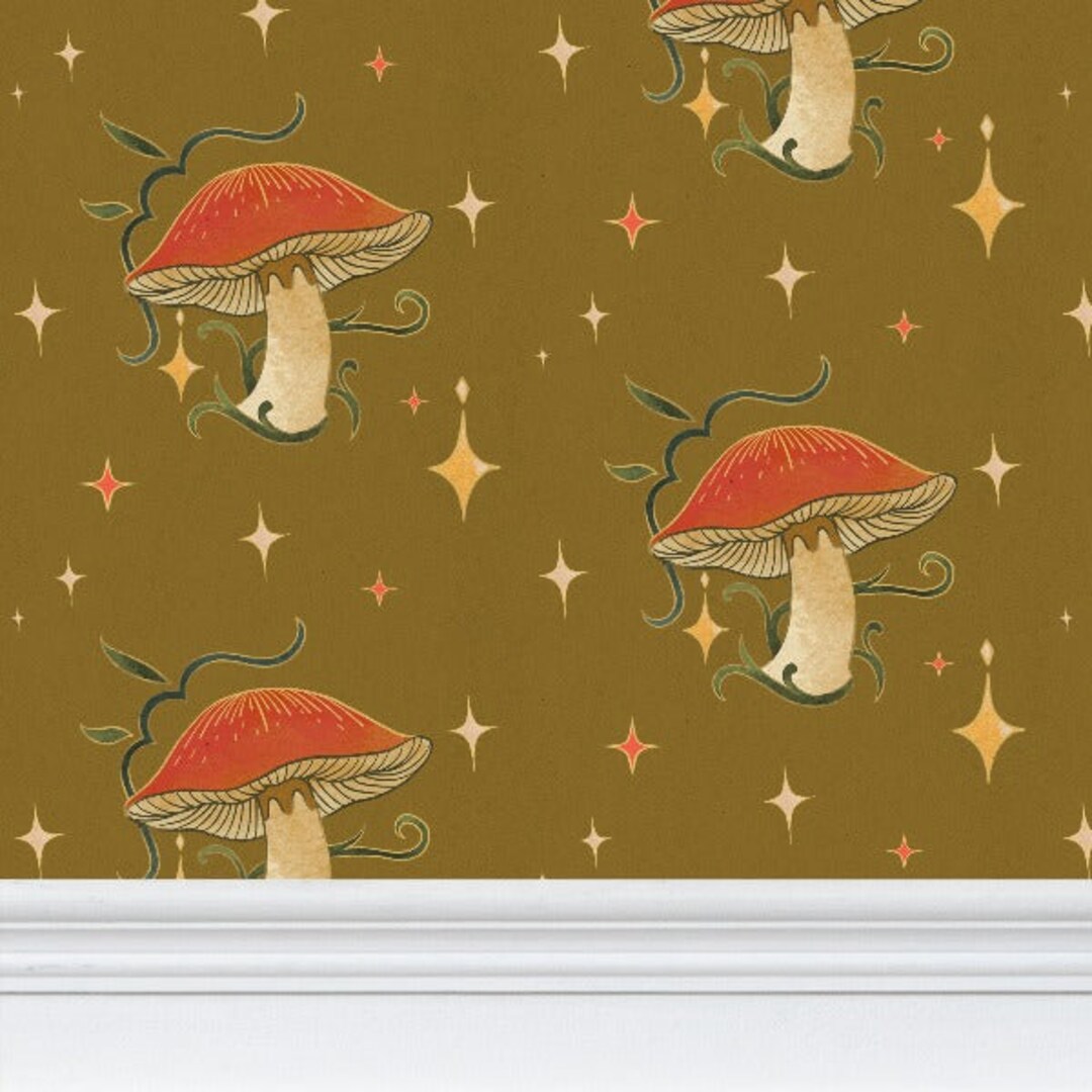 Removable Peel and Stick Wallpaper Cottagecore Mushrooms - Etsy