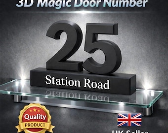 Personalised 3D Printed House Board With Street Name – Modern Outdoor Address Plaque – Custom Door Number Board –Adhesive Sticker Included
