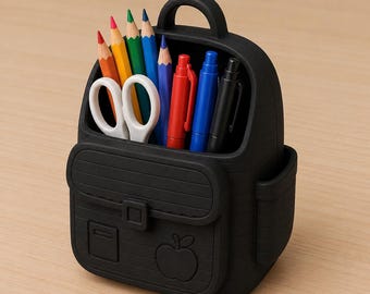 3D Printed Backpack Pencil Holder, School Desk Organizer, Pen & Pencil Storage, Teacher Gift, Kids Desk Accessory, Cute Backpack Decor