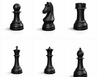 3D Printed Black Chess Pieces – Minimalist Modern Chess Piece – Matte Black Strategy Game  – Chess Replacement Piece