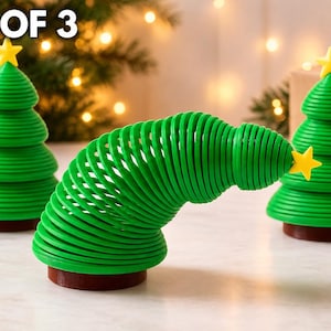 Set of 3 3D Printed Christmas Tree Slinky, Bendy Christmas Tree, Christmas Decoration, Holiday Decor, Christmas Gift, Festive Table Decor,