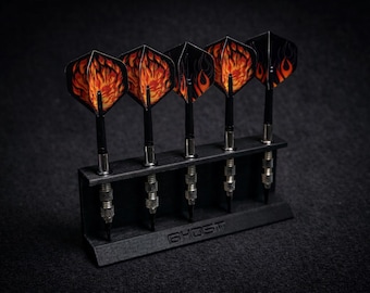 3D Printed Dart Holder Stand – Sleek Display for 5 Darts, Flame Flight Compatible, Customizable Colour Options, GHOST Engraved
