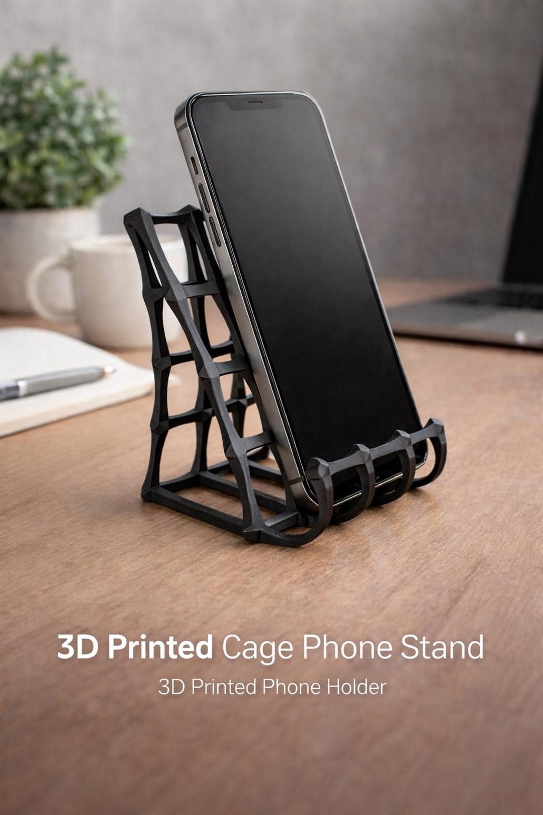 Dev Phone Stand 3D Printed Cage Phone Stand – Modern Geometric Mobile Holder | Desk ...