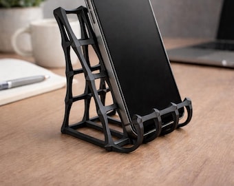 3D Printed Cage Phone Stand – Modern Geometric Mobile Holder | Desk Phone Dock | Stylish Smartphone Stand | Office & Bedside Accessory