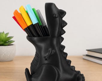 3D Printed T-Rex Pencil Holder, Dinosaur Desk Organizer, Pen Cup, Kids Room Decor, Teacher Gift, Office Desk Accessory, Kids Gift